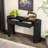 Entryway Table With Fluted Design, Modern Console Table With Storage, Oval Top And 2 Drawers For Entryway And Living Room-779183078