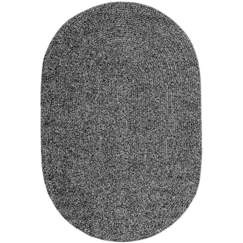 Tapis intérieur / extérieur tressé Edie, Ovale 9 pi x 12 pi, Gris anthracite