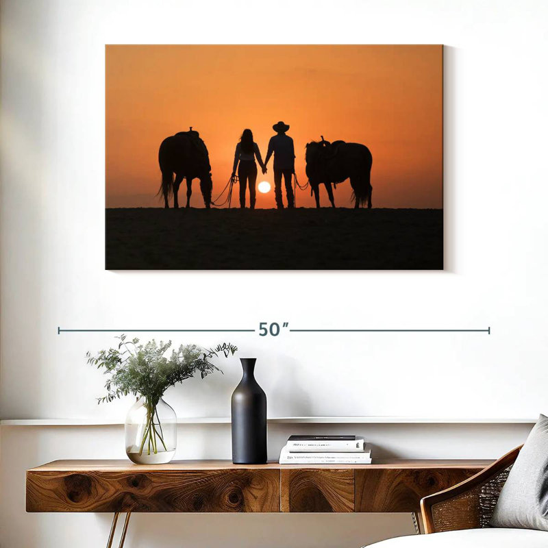 Couple de cowboys Hardie, H 26 po x l 39 po