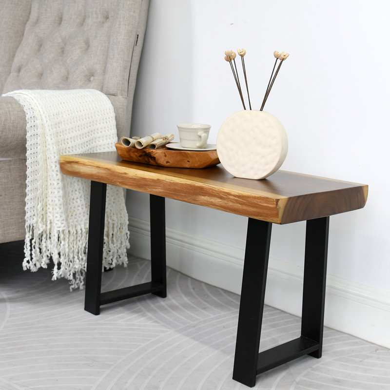 Banc en bois massif Laoma, H 18 po x l 31 po x P 13 po