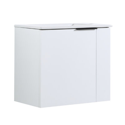 Meuble-lavabo mural simple 22 po avec lavabo en céramique et meuble-lavabo flottant 1 porte