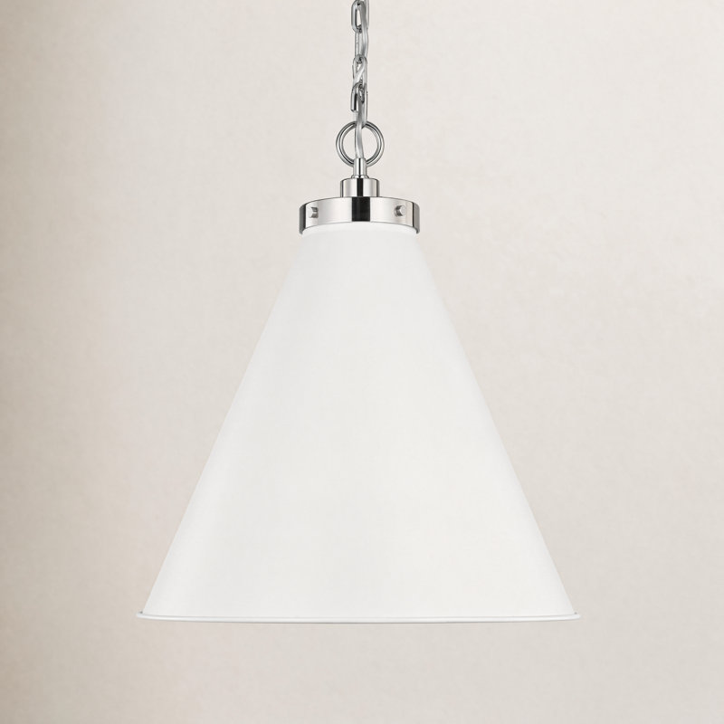 Wellfleet 1 - Light Pendant, Polished Nickel, Matte White, 22.625" H x 19.5" W x 19.5" D