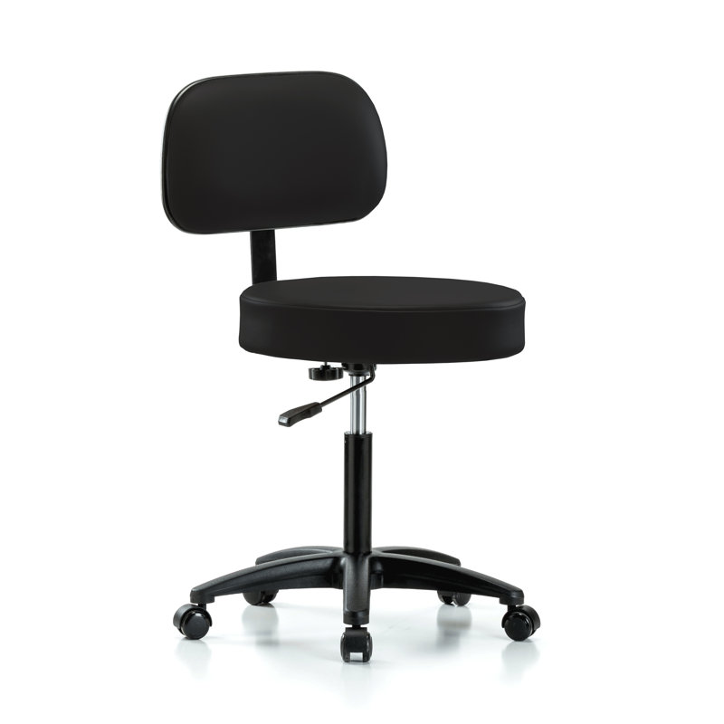 Tabouret réglable en hauteur avec dossier PERCH Walter | Hauteur du banc moyen: 21 à 28,5 po, Vinyle noir