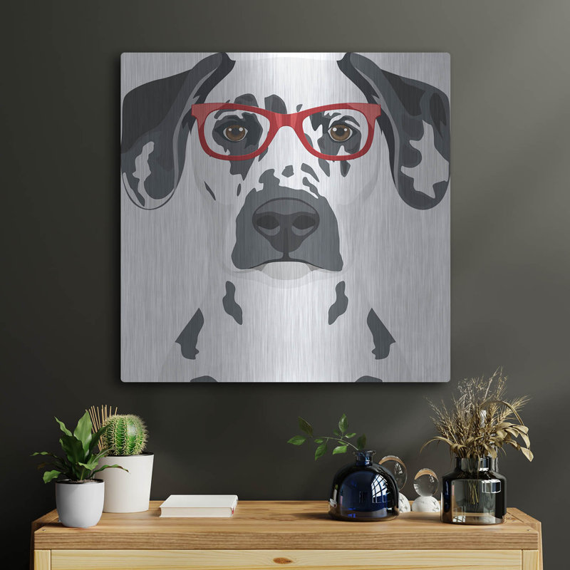 «Dalmatian Porter des lunettes Hipster» par les affiliés Furbaby, H 24 po x l 24 po