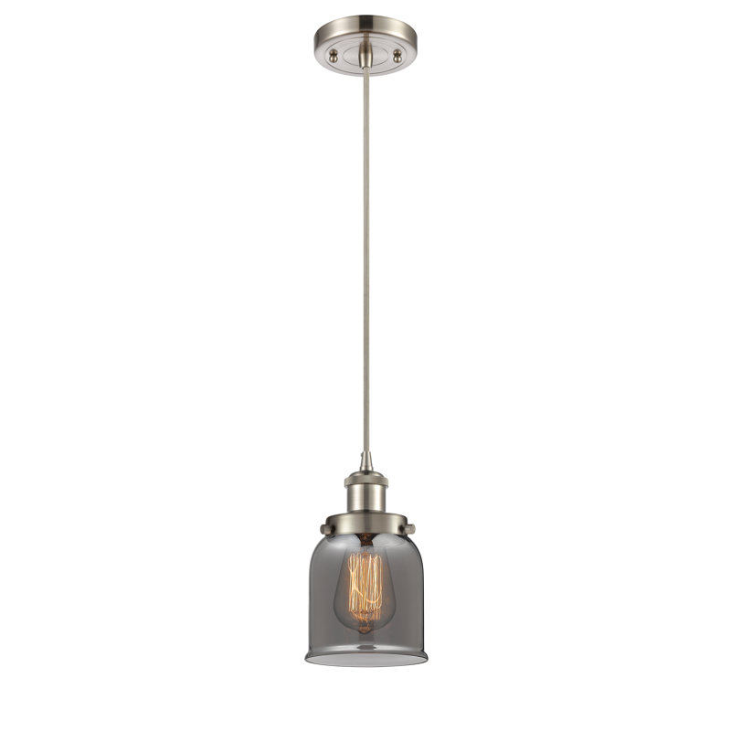 Luminaire suspendu en forme de cloche à 1 lumière Clara, Nickel satiné brossé, Ampoule non incluse, Plaqué couleur fumée