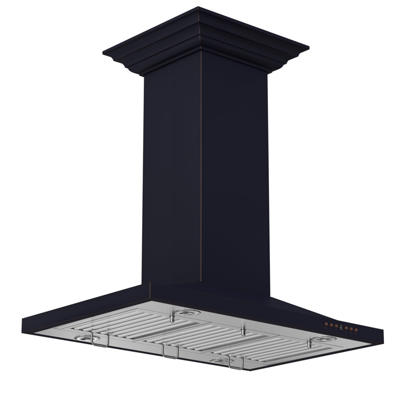 30" 400 CFM Ducted Island Range Hood, Hand-Hammered Copper, 36"