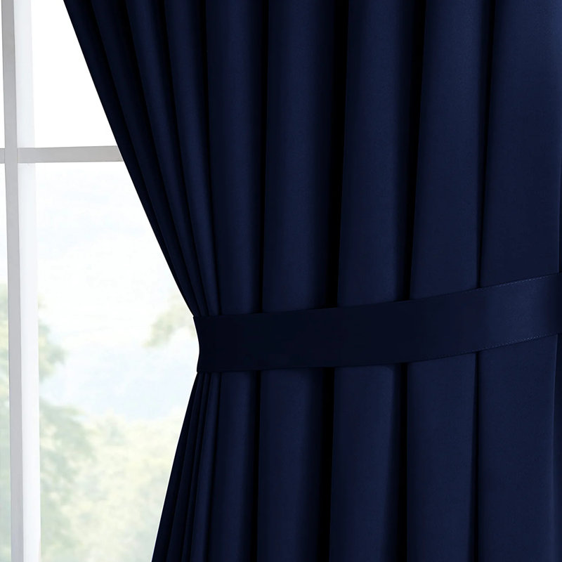 Trina Polyester Blackout Curtain, Navy, 228cm Width x 228cm Drop
