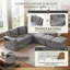 Canapé-lit modulaire en polyester 90,6 po en forme de L gris-129345079