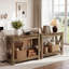 Console de 41 po en bois massif, table d'entrée de style campagnard avec design en X et tablette inférieure à lattes, table de canapé étroite pour le salon, brun rustique