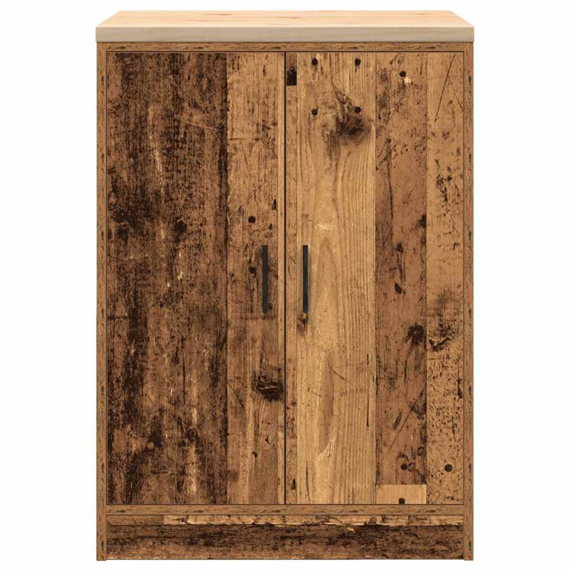Solid Wood Single Storage Cabinet ( 85cm H x 60cm W x 51cm D), Old Wood