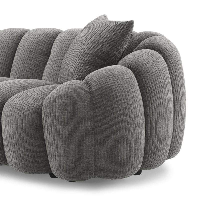 Canapé rembourré standard avec accoudoirs évasés, 28.7" H x 126.8" W x 45" D, Gris chenille