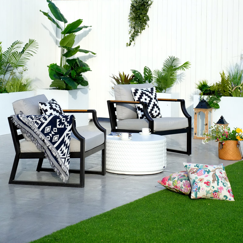 Nyjae 2 - Person Patio Conversation Set with Cushions