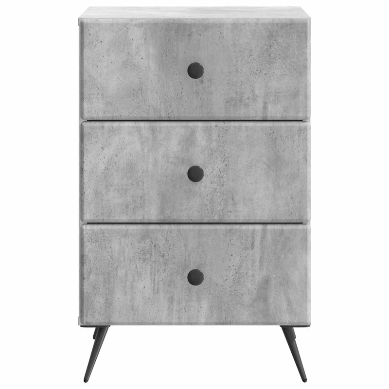 43cm W Manufactured Wood Bedside Table, Concrete Grey