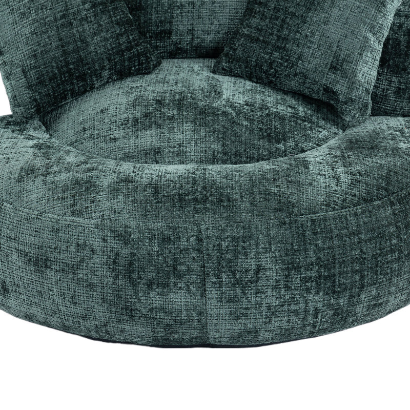 Fauteuil à billes à dossier haut avec dossier confortable et trois coussins Lazy Sofa, Chenille émeraude