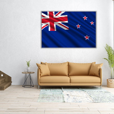 Drapeau de la Nouvelle-Zélande flottant - reproduction d'art sur toile