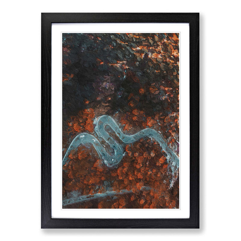 Road in Bregaglia Switzerland - Picture Frame Painting Print, 48cm H x 36cm W x 2cm D, Black Framed