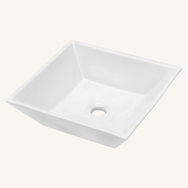 16X16 Inch White Ceramic Square Vessel Bathroom Sink