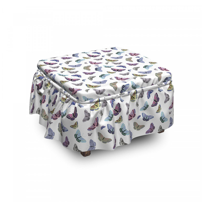 Housse pour repose-pieds papillons