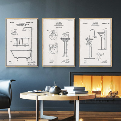 " Vintage Bath II " 3 - Pieces