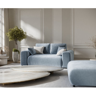 Two-seater square arms loveseat sofa