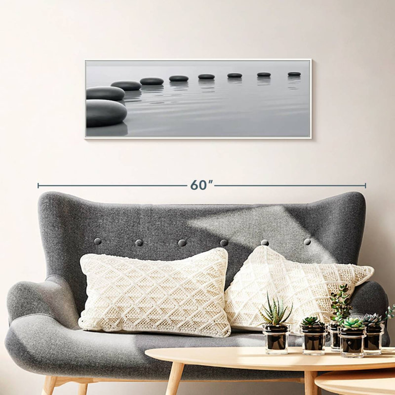 Pierres minimalistes, Floating Frame White, 37" X 13"