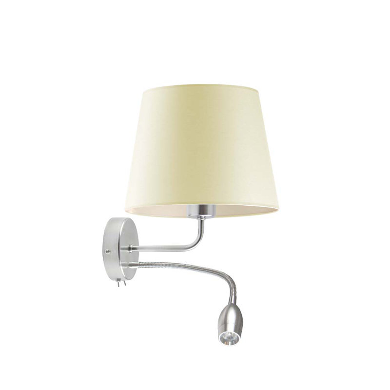Imperia Steel Armed Sconce, Brushed Steel, Ecru