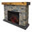 Country Living - Dixson Fireplace Mantel Package, 28” Fireplace Insert, Stone Brick Mantel Surround, Alexa/WiFi Enabled