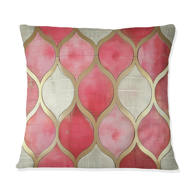 Coussin rose Mid-Century Trellis III - Mid-Century, H 18 po x l 18 po