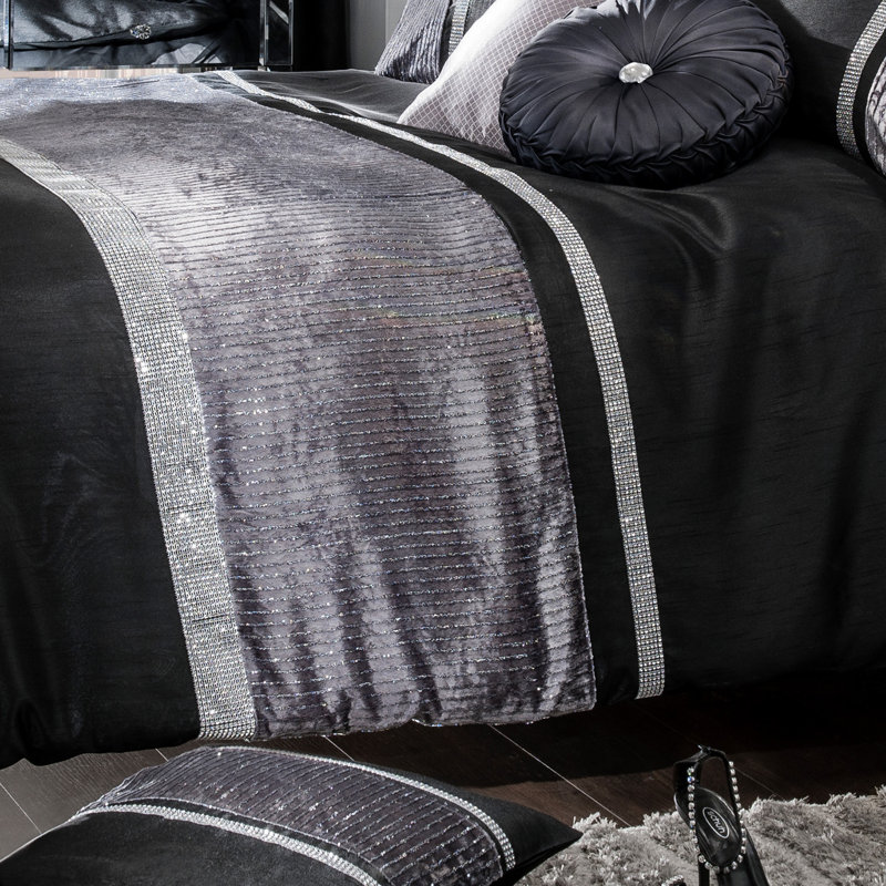 Odeen Silk Diamante Duvet Cover Set, Teal, Single Duvet Cover Set