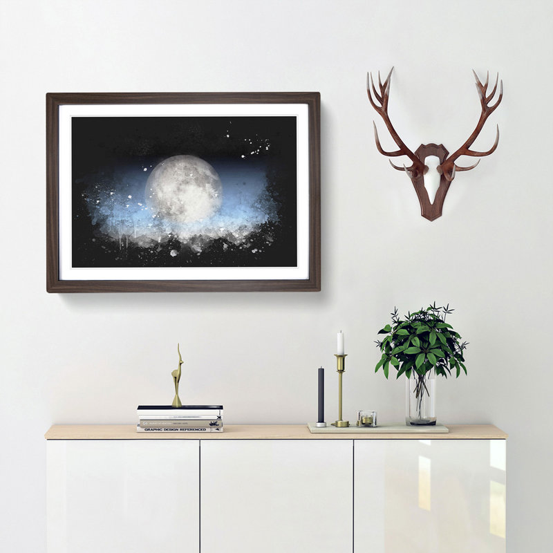 The Moon Above - Picture Frame Graphic Art Print, Walnut Framed, 24cm H x 33cm W x 2cm D
