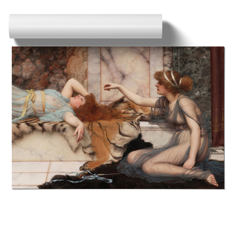 Mischief and Repose by John William Godward - Frameless Print, 30cm H x 42cm W x 0.1cm D