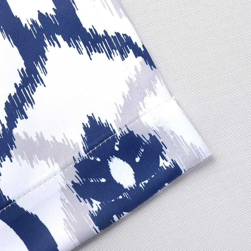 Ikat Room Darkening Curtain Pair, 52" W x 96" L, Navy