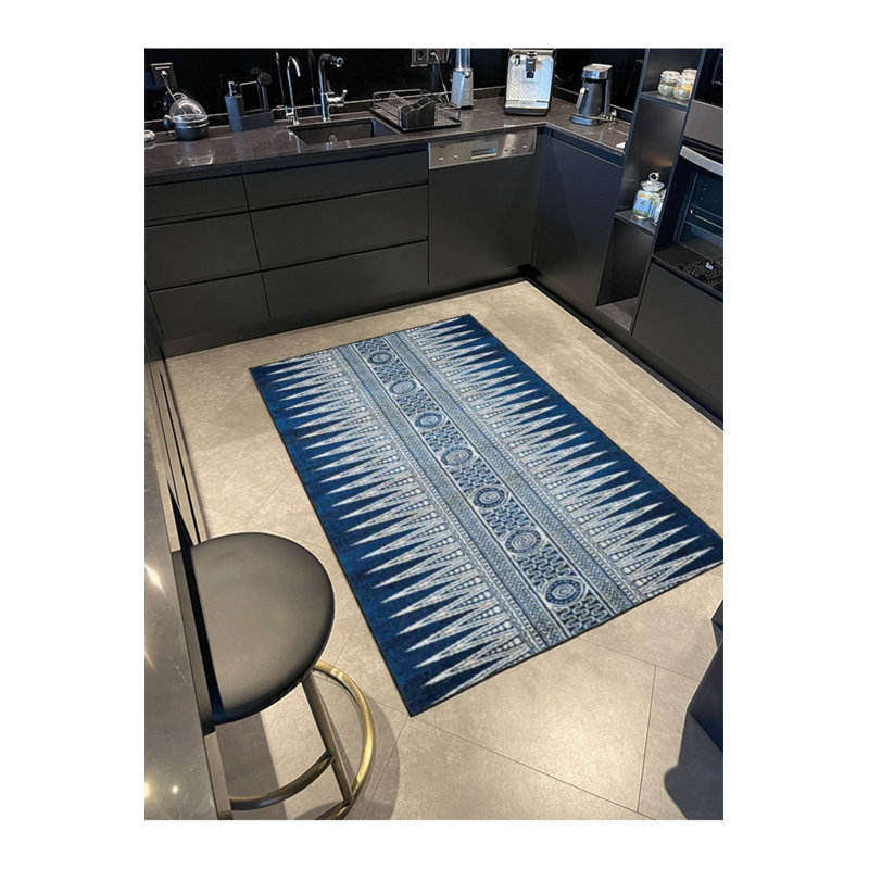 Tapis rayé à motif géométrique lavable, Sous-tapis carré 3 pi 3 po inclus