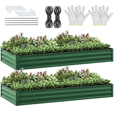 Metal Outdoor Raised Garden Bed(Set of 2)