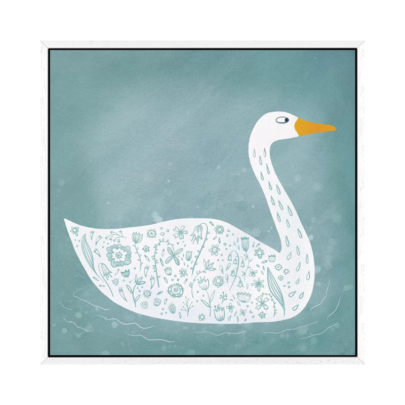 Swan by Nic Squirrell - Print on Canvas, White Framed, 93.98 cm H x 93.98 cm W