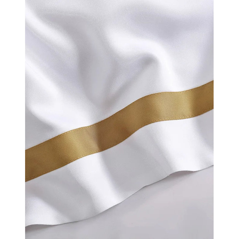Frame Pillow Case Set, White/Gold, King / Cal King Pillowcases