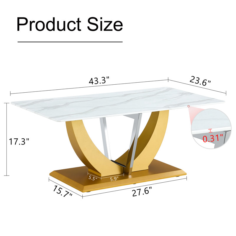 Rectangular Coffee Table with Glass Table Top