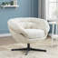 Fauteuil club pivotant à 360 degrés, siège d'appoint pour coin lecture de bureau à domicile, chenille beige avec base en métal noir