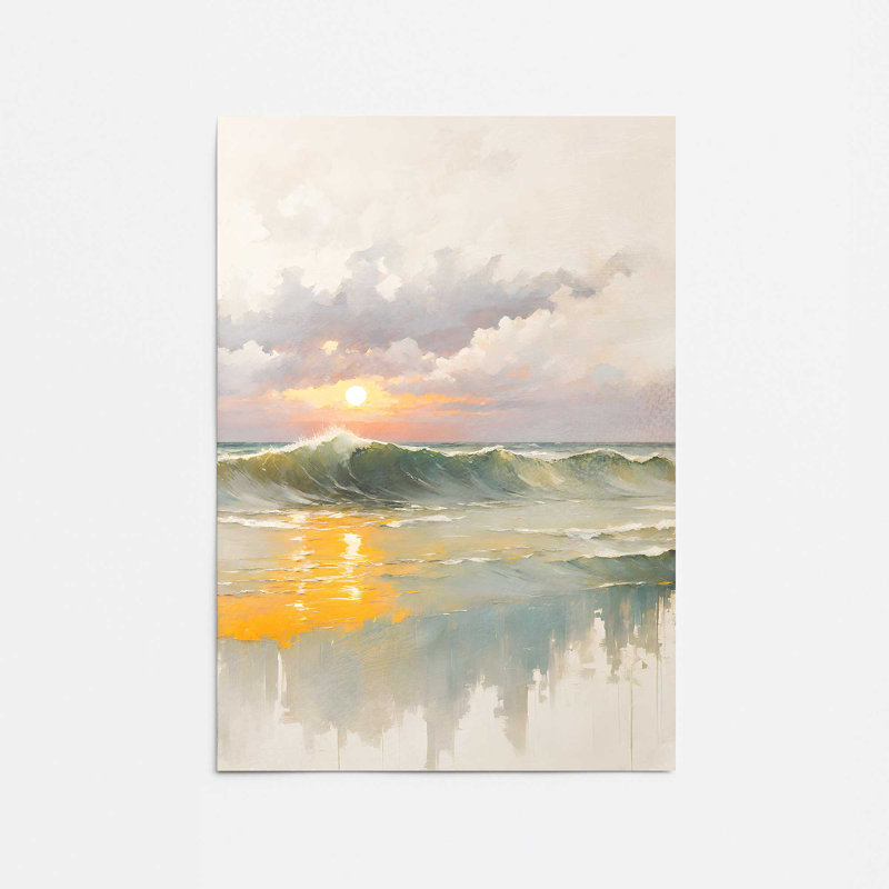 Golden Waves at Sunset I Print, Sans cadre, papier, H 16 po x l 12 po