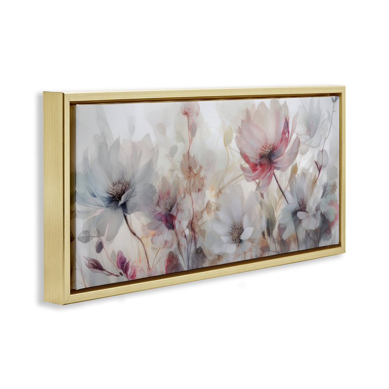 Élégant art mural sur toile, par Irene Weisz, H 14 po x l 31 po, Cadre flottant métallique doré