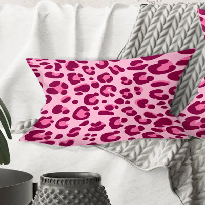 Coussin décoratif imprimé léopard rose Mid-Century