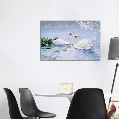 Proud Swan Family by Peter Motz - Wrapped Canvas Gallery-Wrapped Canvas Giclée