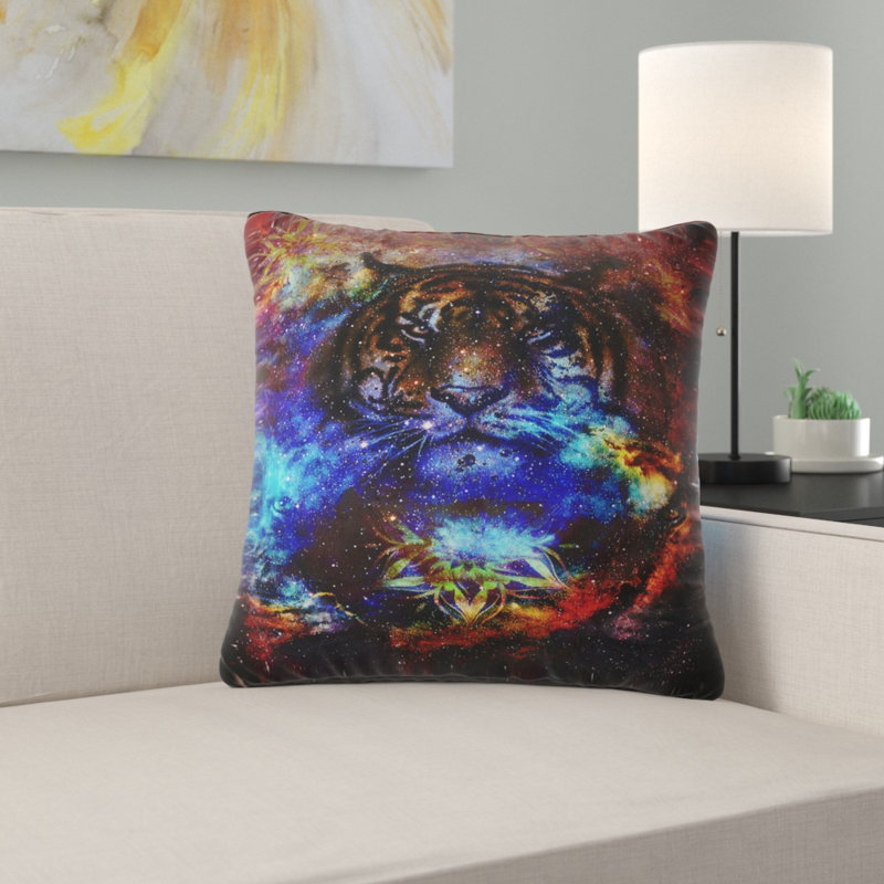 Collage coloré tigre - coussin décoratif imprimé animal, Rectangulaire, 12 po x 20 po