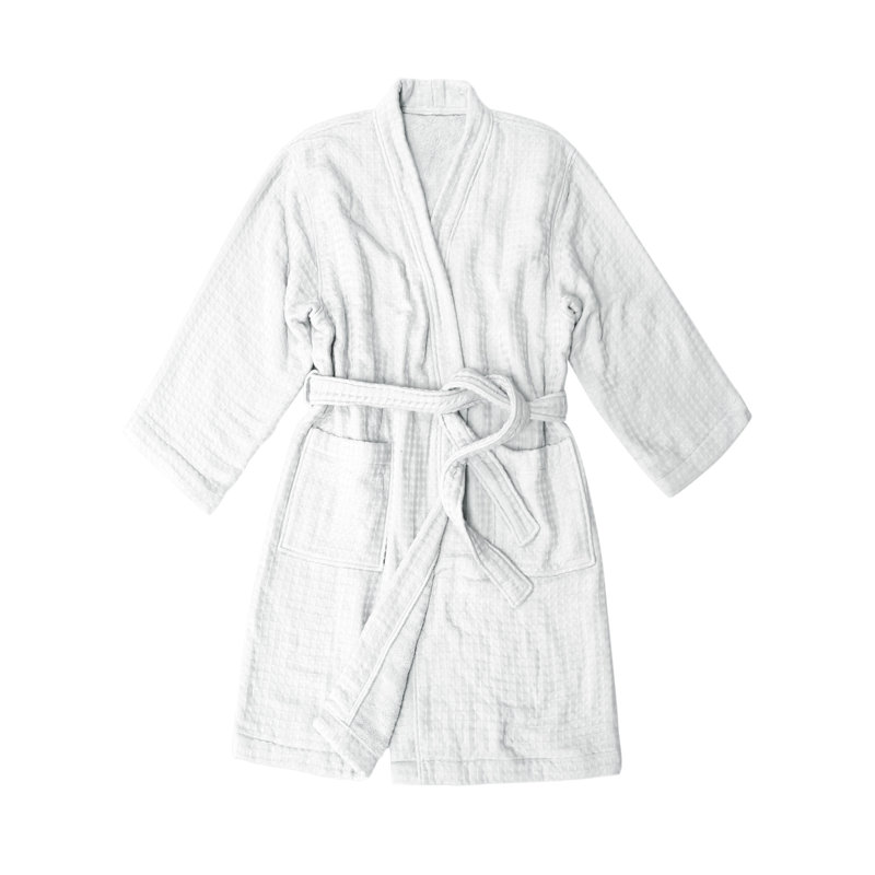 Waffle Gender Neutral Mid-Calf Bathrobe with Pockets