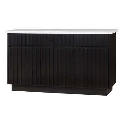 58"Multi‑Storage Sideboard With Fluted Panels & Engineered Marble Top