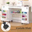 Folding Sewing Table w/Drawer&Open Shelve,Sewing Desk w/Storage-24 Pegs&2Yarn Bins,2in1 Folding Hobby Craft Table w/6 Rolling Casters,Sewings Machine Table Computer Desk Workstation for Home Office