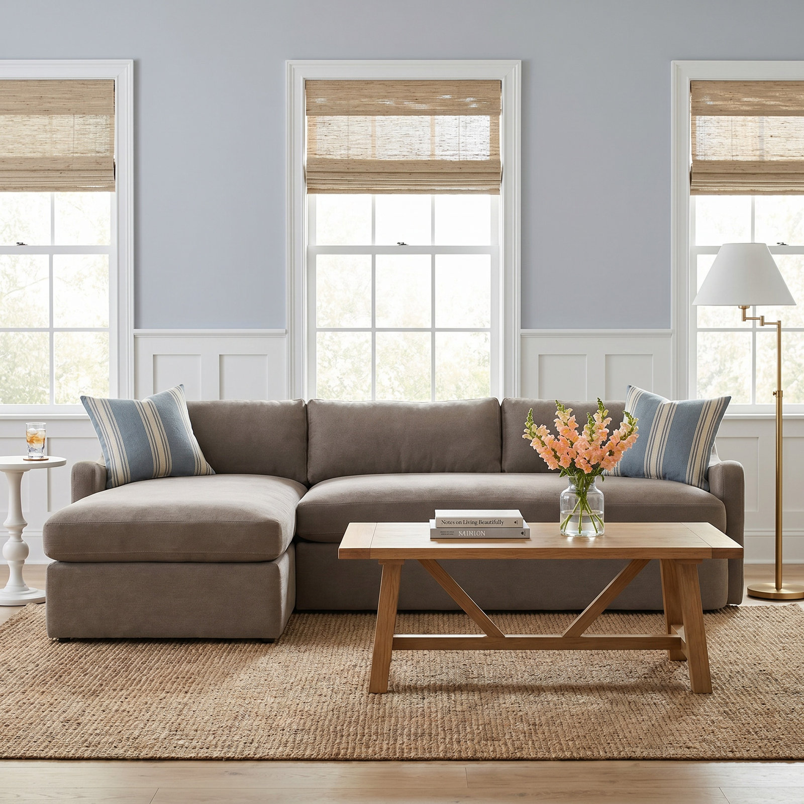 Amber Lewis x Four Hands Aurelia Linen Sectional, Boatway Coffee Linen, Left Hand Facing