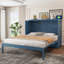 Grand lit escamotable mural avec tiroir et un ensemble de prises et de ports USB, bleu marine-131374139