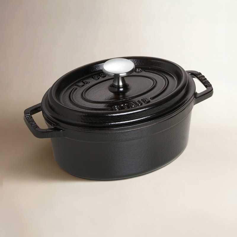 Staub Cast Iron 1.06-qt Oval Cocotte, Black Matte, 1.06 Quart