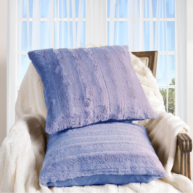 Gray Faux Fur 22" x 22" Throw Pillow Set